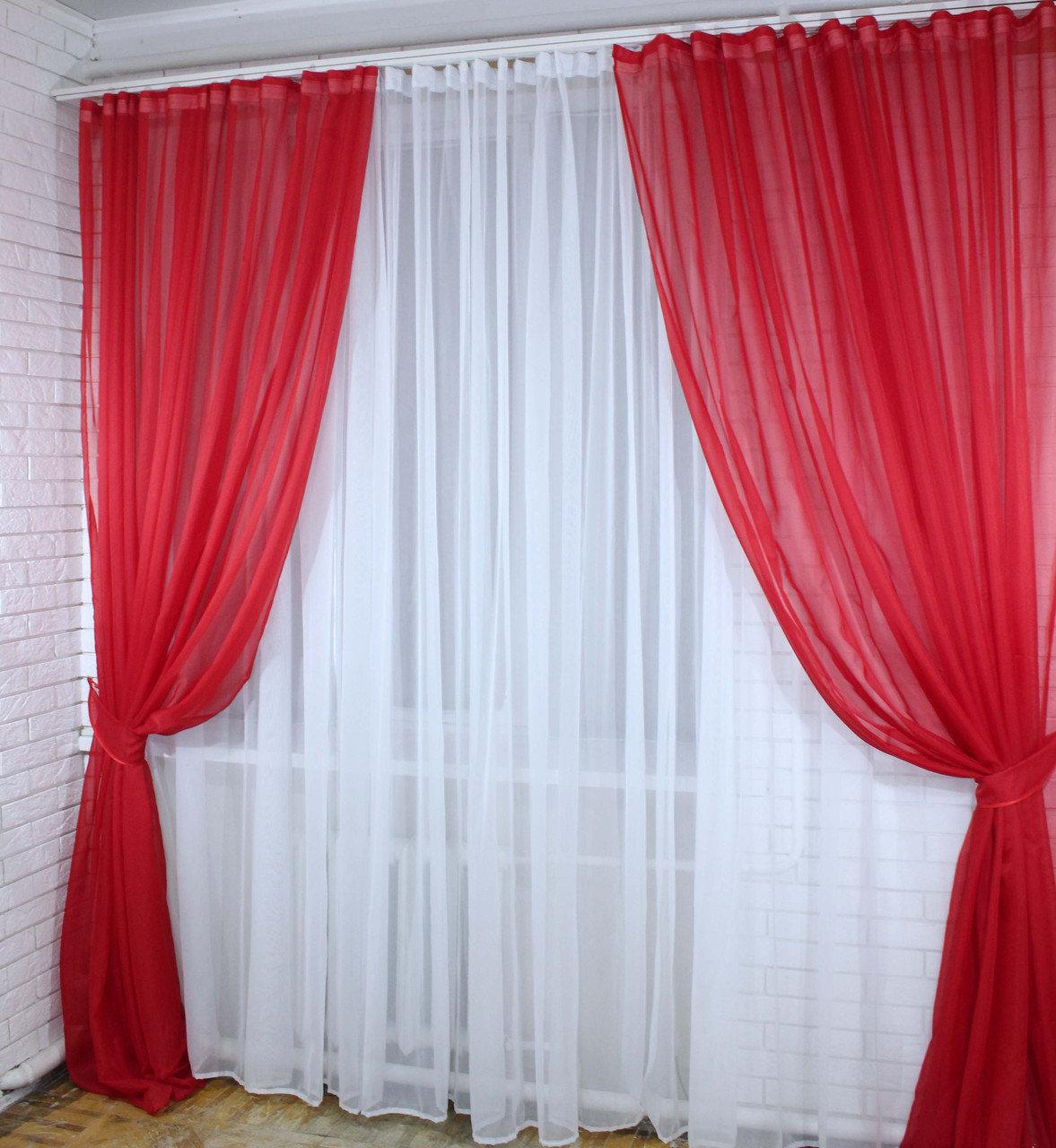 

Шторы Chtextil из шифона Красный Ширина каждой шторы по 3