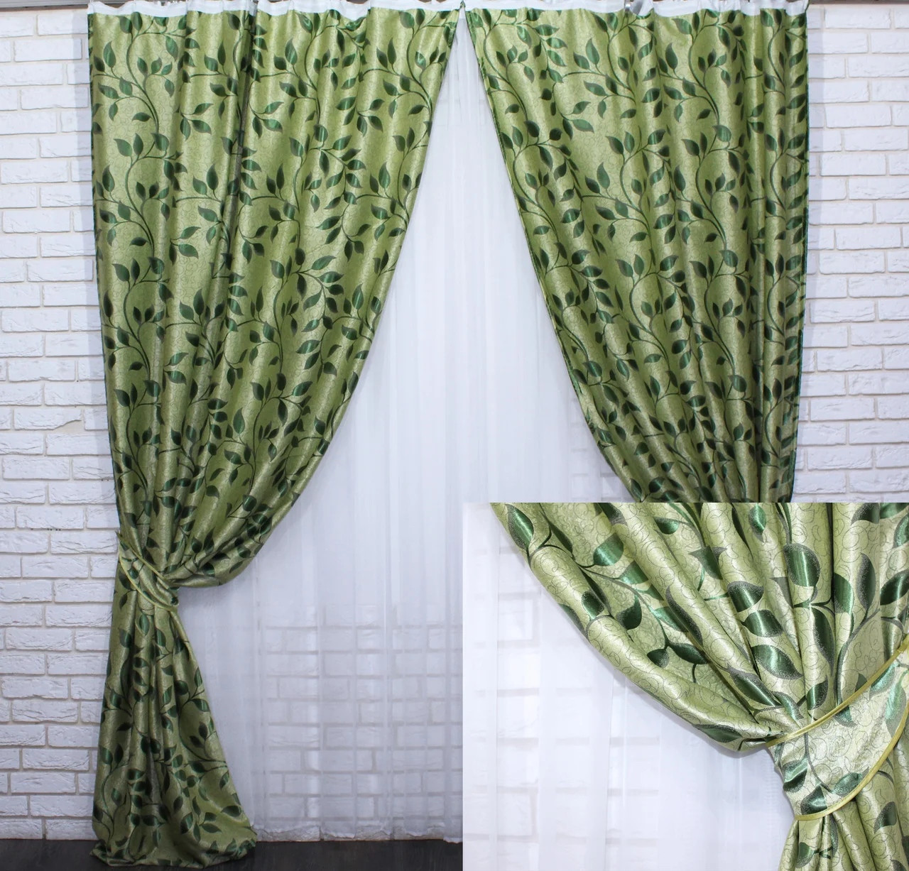 

Комплект штор Chtextil блэкаут Оливковый Ширина каждой шторы по 2м
