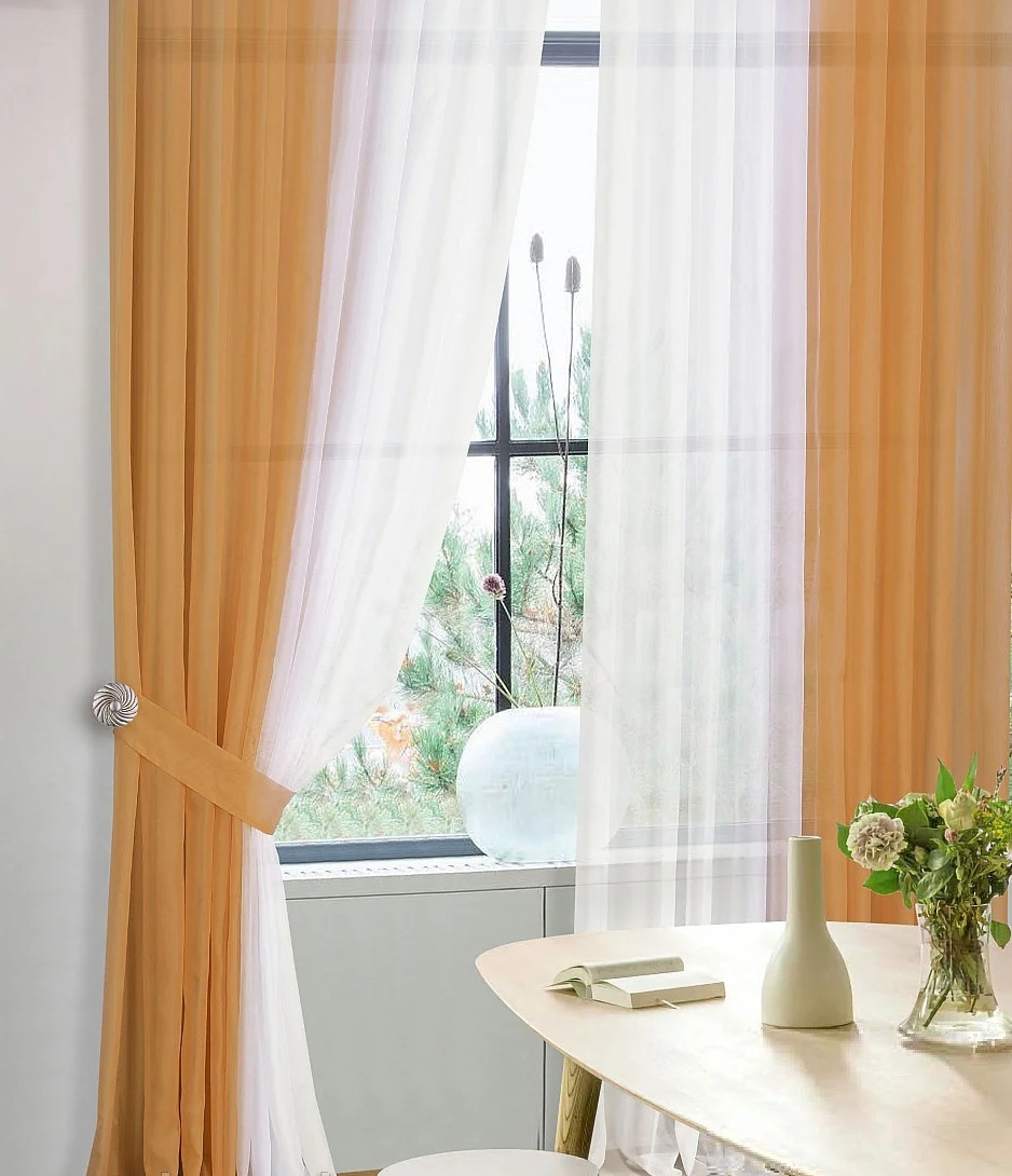 

Шторы Chtextil из вуали, цвет янтарный и белый На карниз 3м