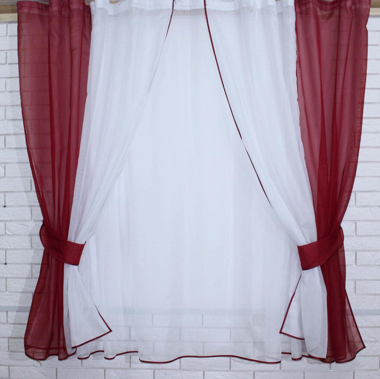

Кухонные шторы и тюль Chtextil , цвет белый с бордовым