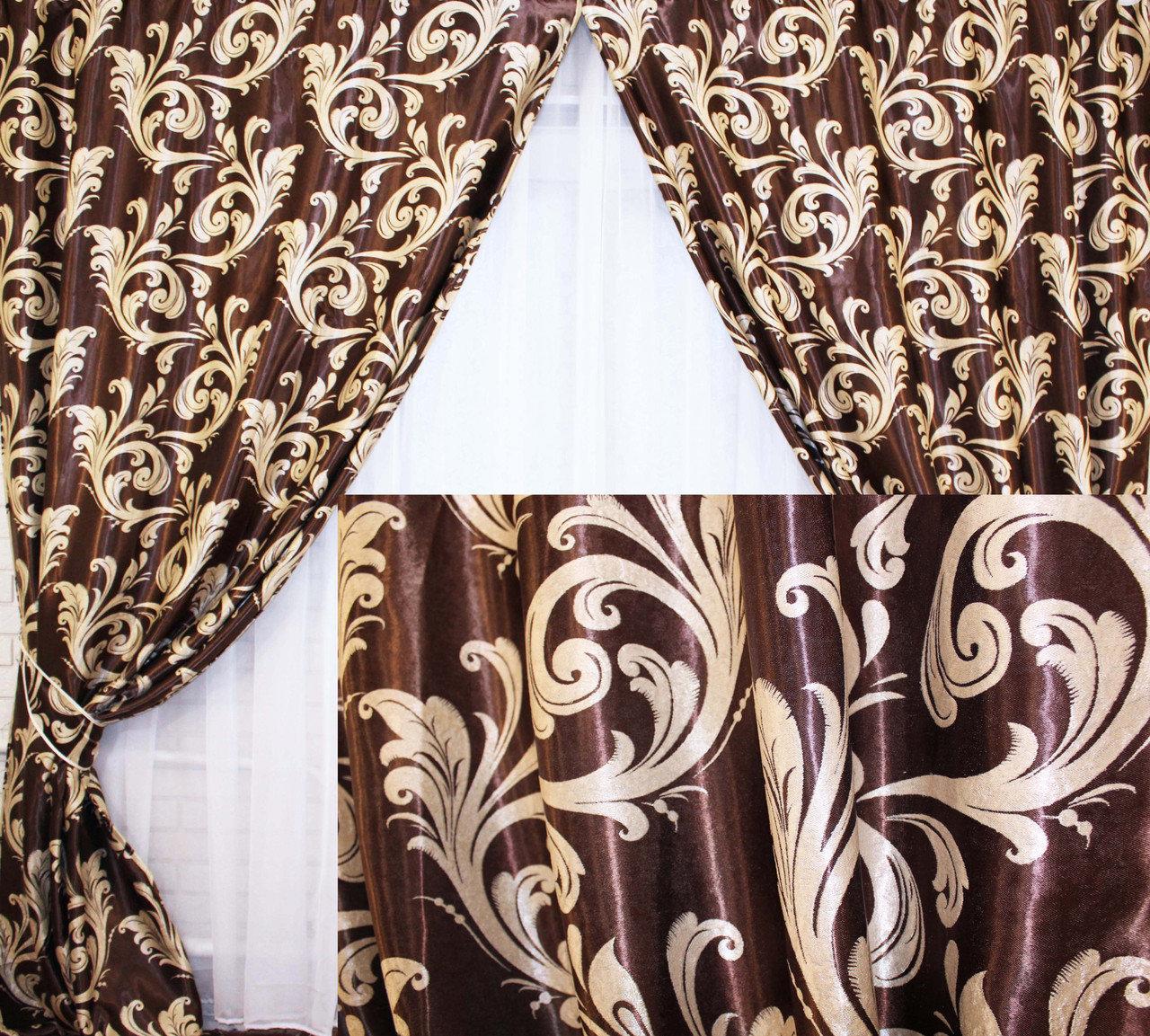 

Комплект штор блекаут Chtextil "Вензель ". Цвет коричневый 101ш (А)