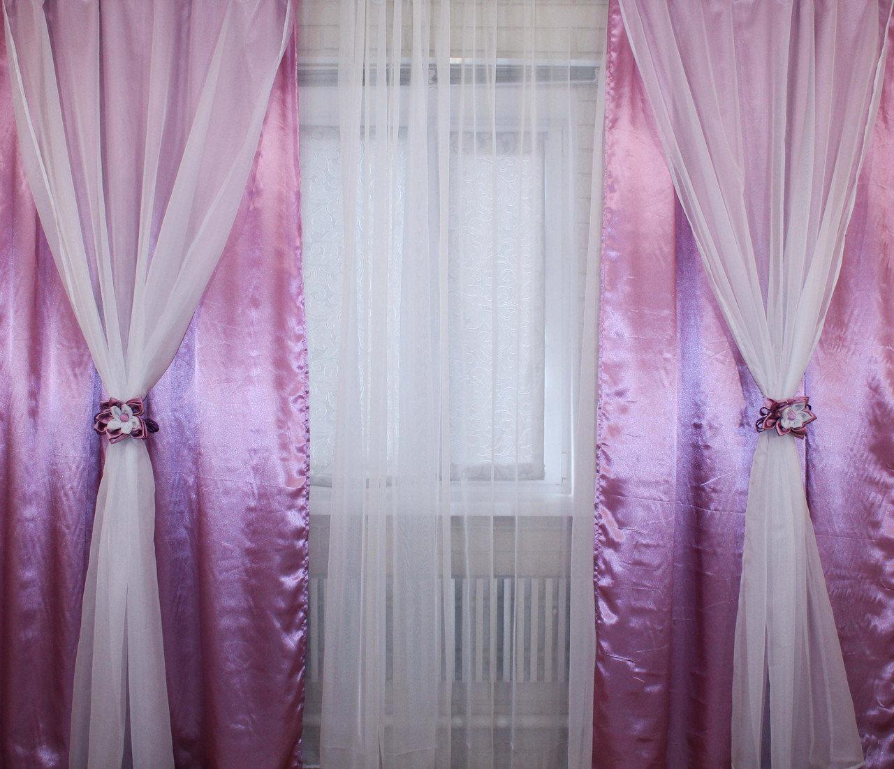 

Комплект штор Chtextil атлас и шифон Розовый 005дк