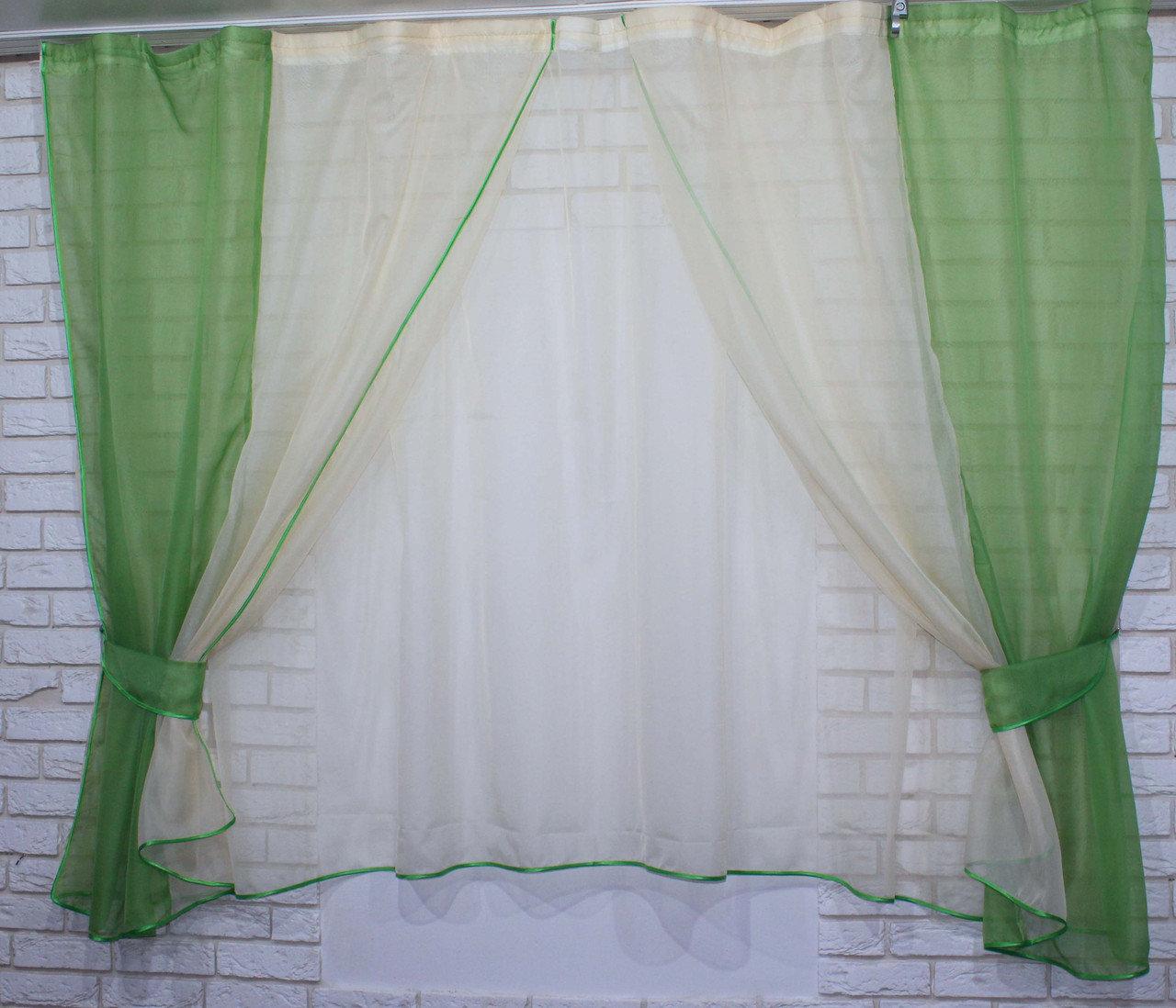 

Шторы Chtextil зелёный с бежевым