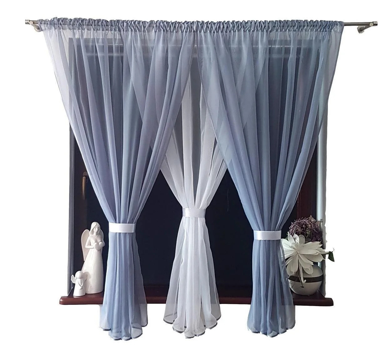 

Кухонные шторы и тюль Chtextil Серый с белым
