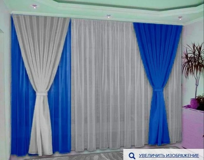 

Комплект штор и тюли Chtextil Синий с белым
