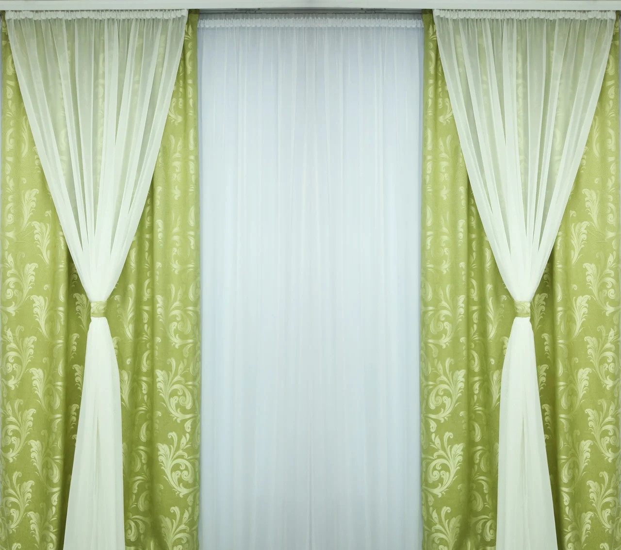 

Шторы Chtextil из жаккарда и шифона, 4 готовые шторы