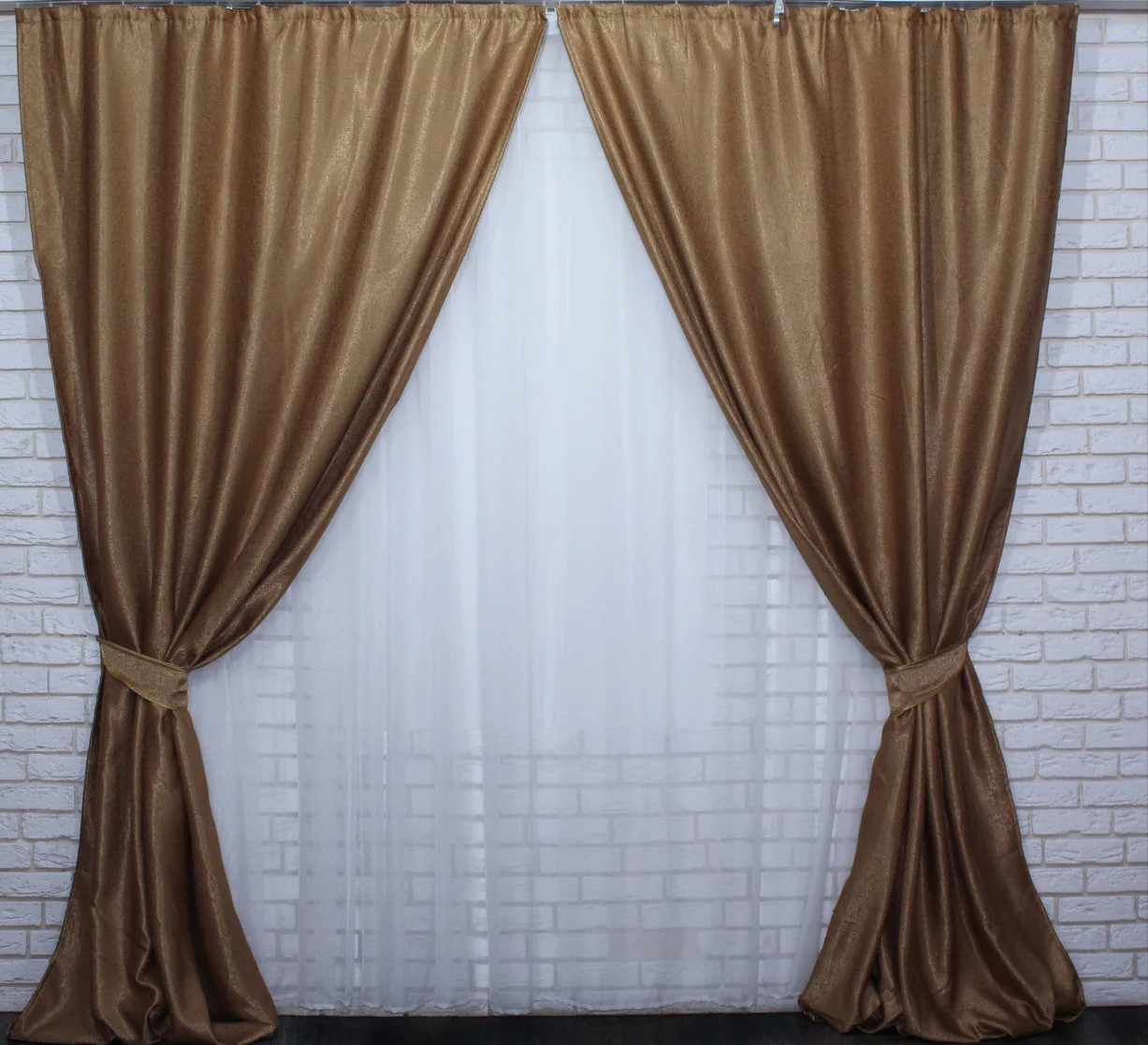 

Комплект штор Chtextil з тканини блекаут -софт Люкс Светло-коричневый Ширина каждой шторы по 2.5м