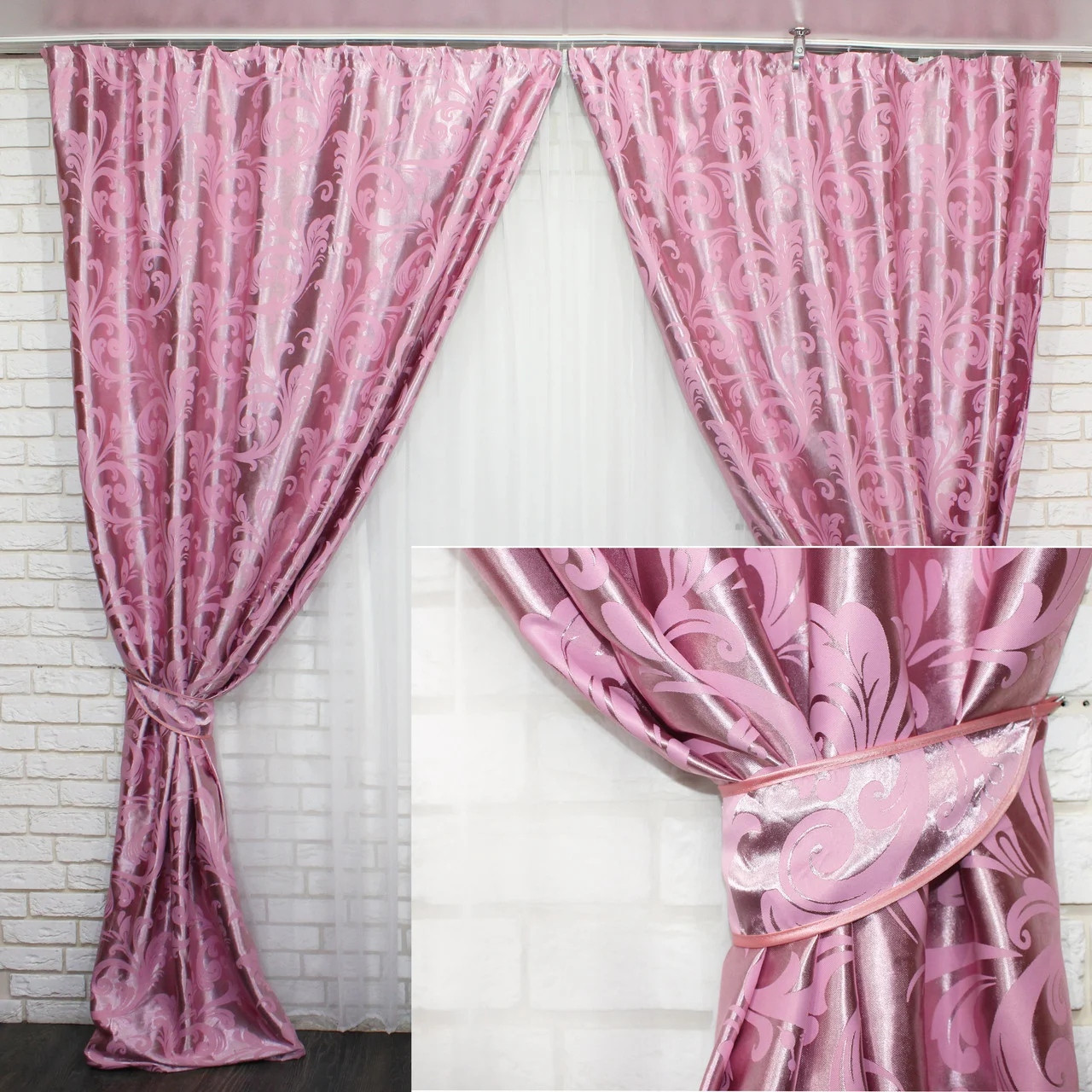 

Комплект жаккардовых штор Chtextil Розовый