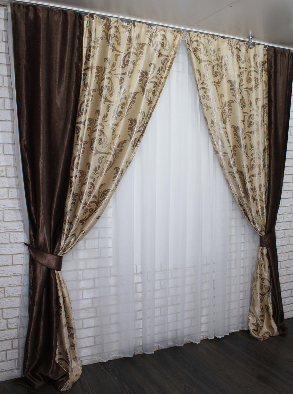 

Комбіновані штори блекаут Chtextil Ширина каждой шторы по 2.5 м.