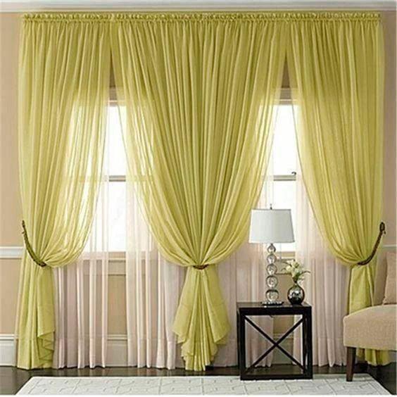 

Шторы Chtextil з шифона Ниагара Желтый с белым