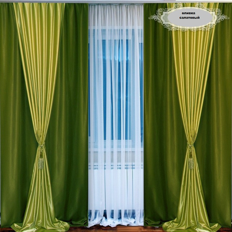 

Шторы Chtextil из атласа, 4 готовые шторы Фиолет с розовым