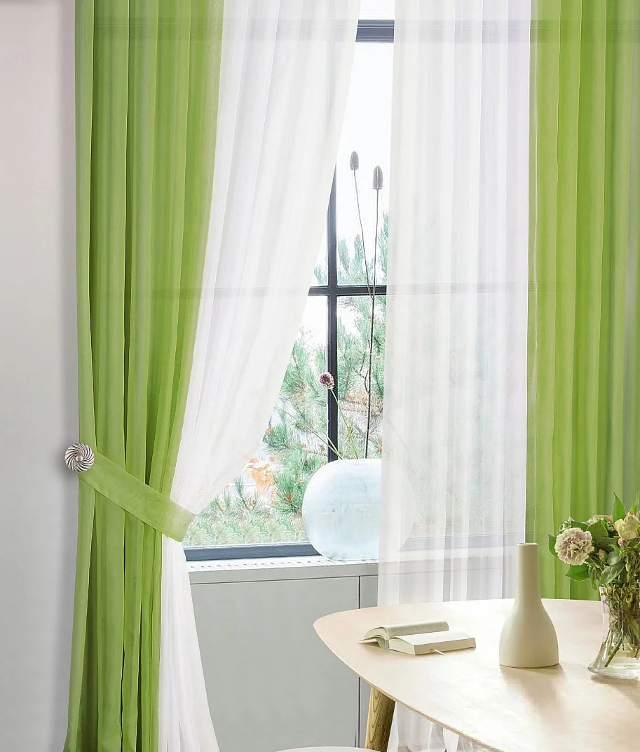 

Шторы Chtextil из вуали, цвет салатовый На карниз 3м