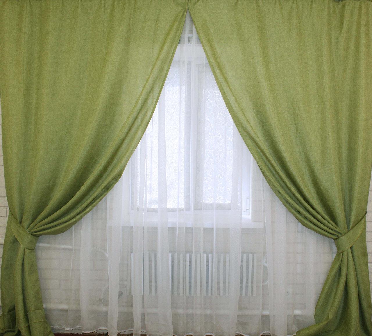 

Комплект штор Chtextil лен мешковина, цвет оливковый 106ш