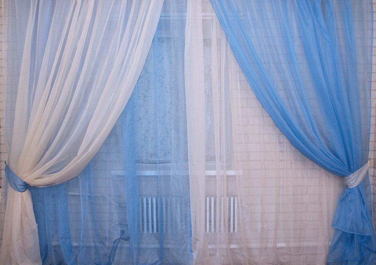 

Шторы Chtextil из шифона "Инь Янь" Синий с белым