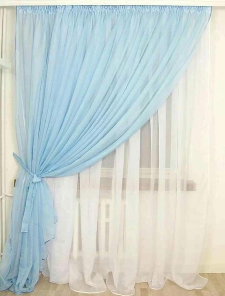 

Шифоновые шторы Chtextil Голубой с белым