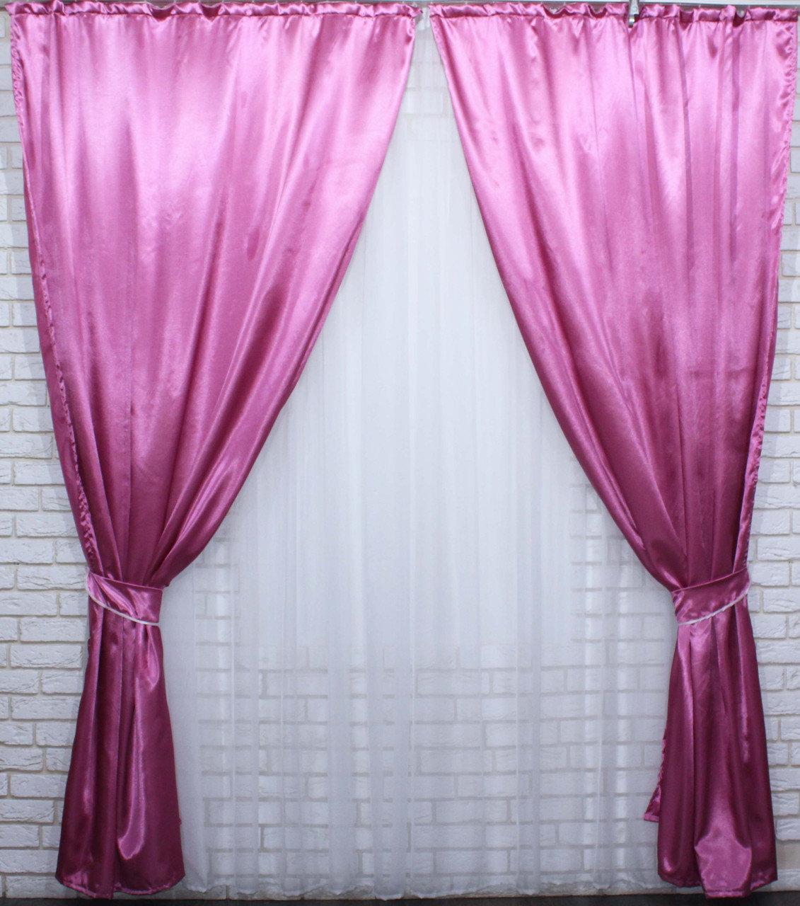 

Атласные шторы Chtextil розового цвета