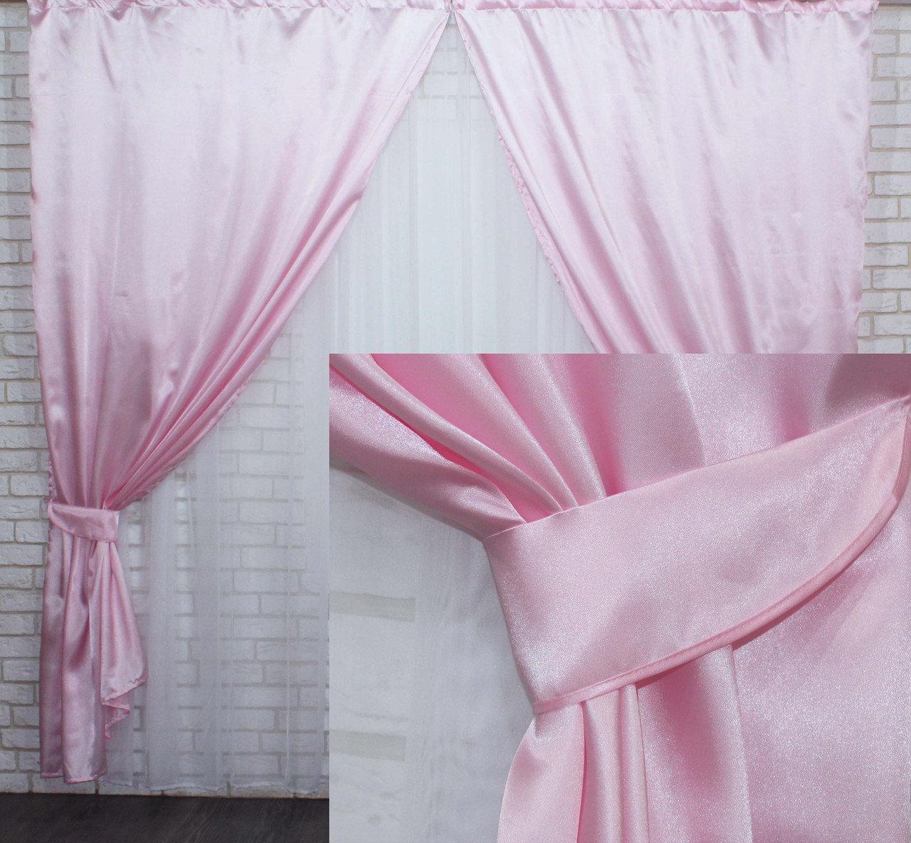 

Атласные шторы Chtextil Светло-розовые