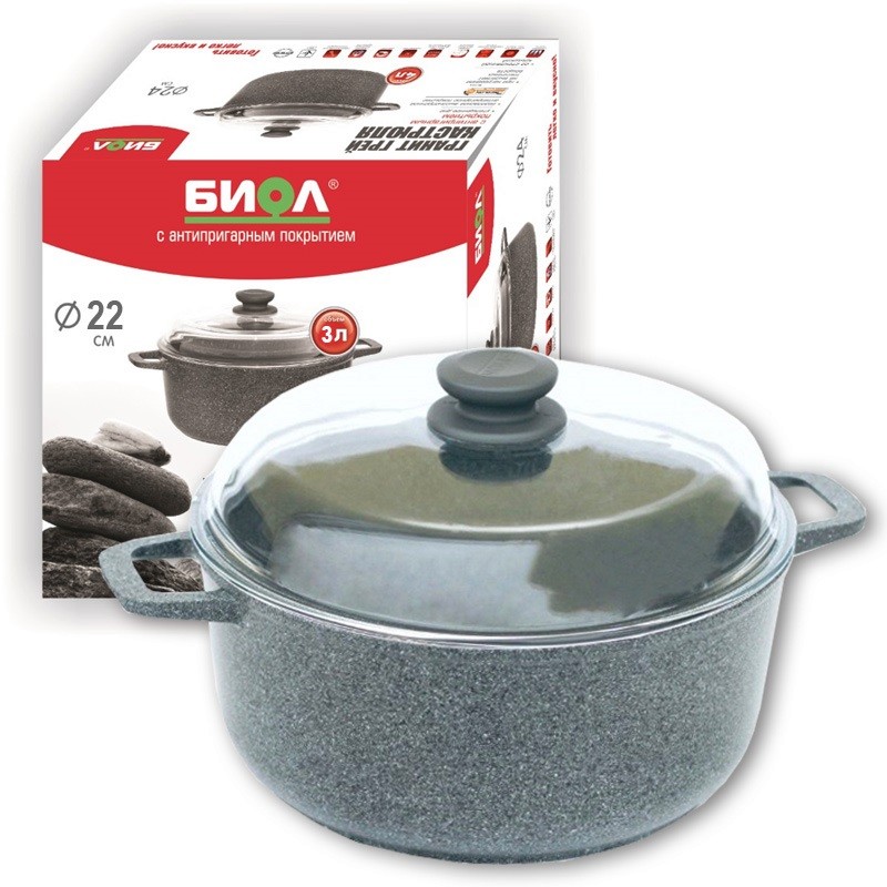 

Кастрюля литая Биол 3 л 22см со стеклянной крышкой (К304PC)
