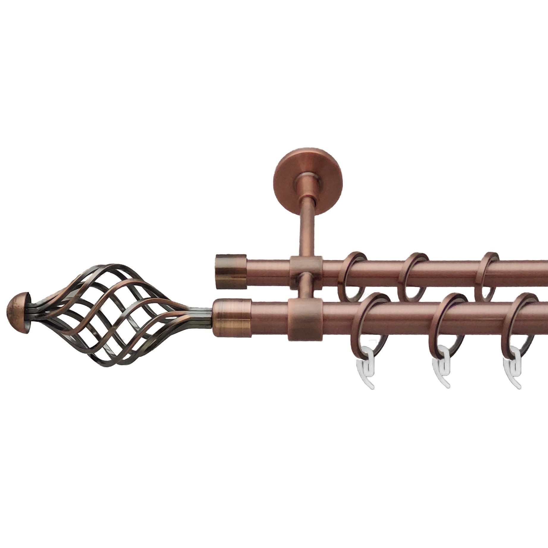 

Карниз Orvit Арезо металевий дворядний закритий гладка труба кільце фасонне металеве Мідь 19\16 мм 300 см