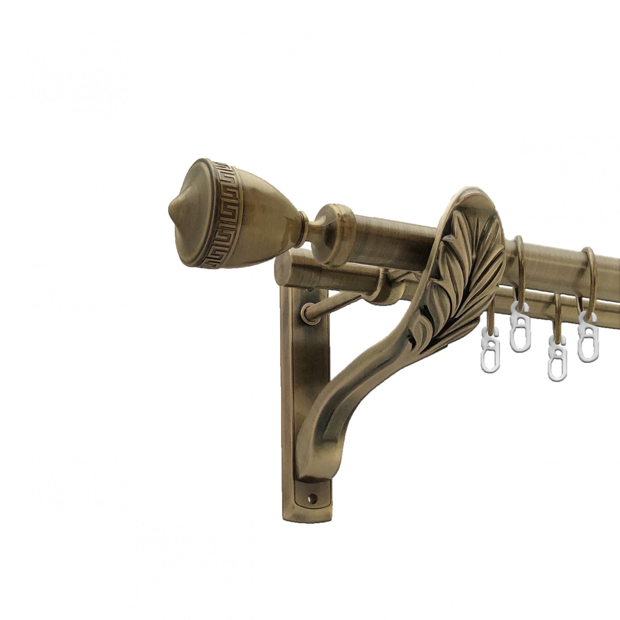 

Карниз Orvit Афіна металевий дворядний ретро гладка труба кільце металеве Антик 25\19 мм 160 см