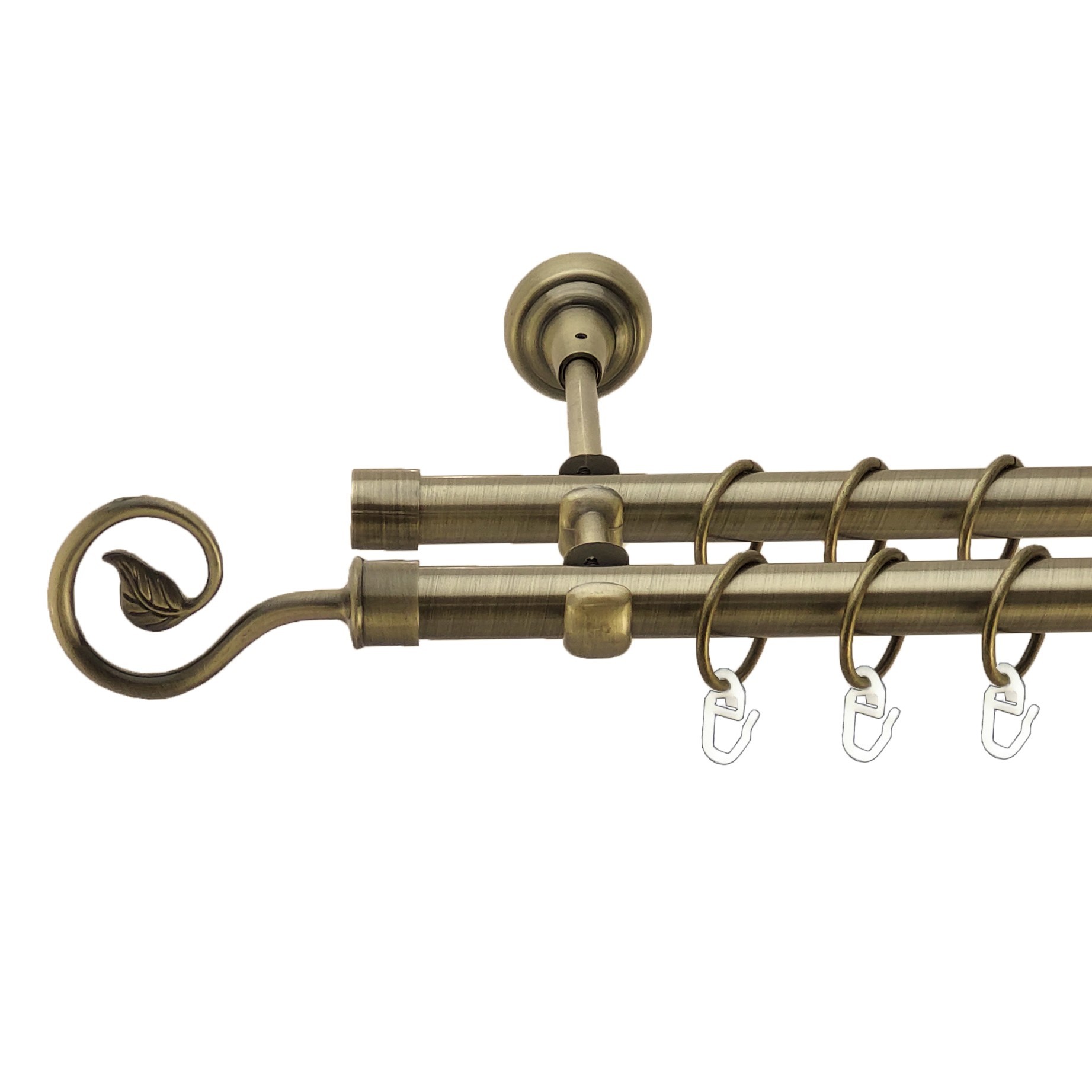 

Карниз Orvit Лукка металевий дворядний відкритий гладка труба кільце металеве Антик 19\19 мм 240 см