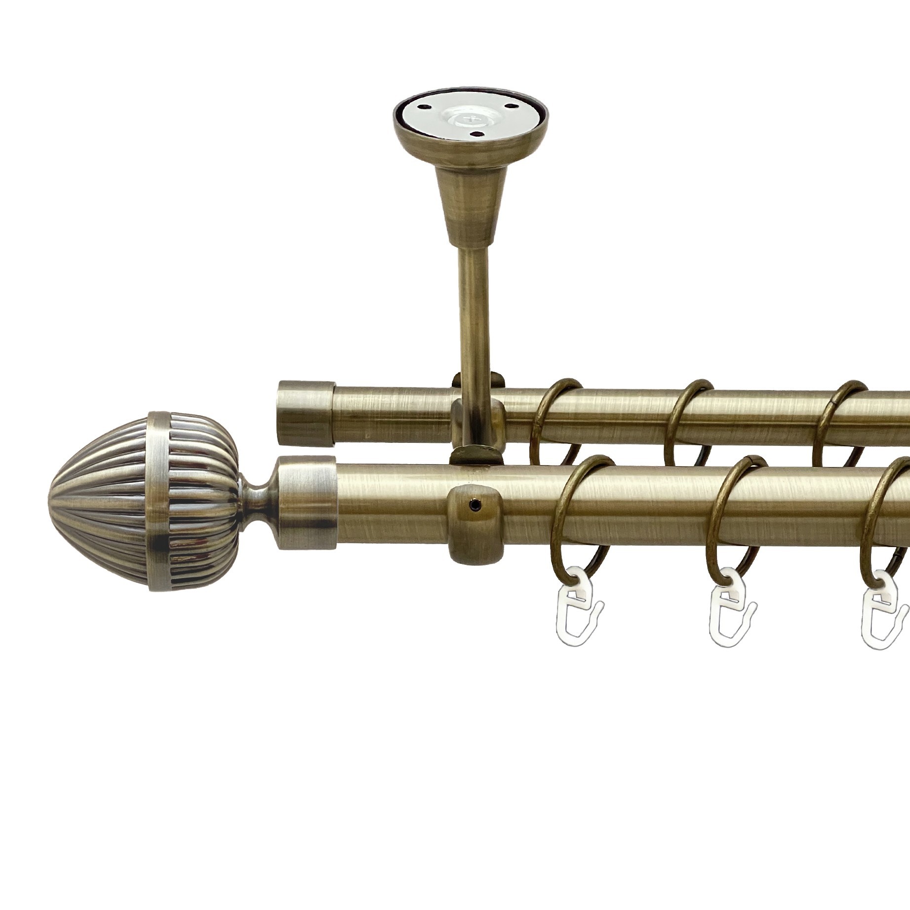 

Карниз Orvit Одеон металевий дворядний відкритий до стелі гладка труба кільце металеве Антик 25\19 мм 200 см (00-00018645)