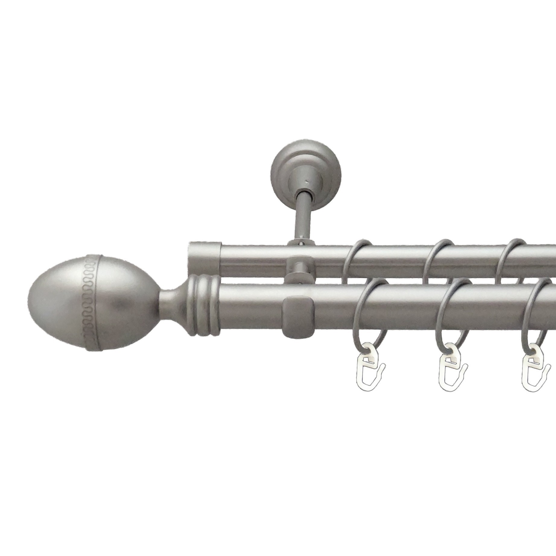 

Карниз Orvit Фарже металевий дворядний відкритий гладка труба кільце металеве Сатин 25\19 мм 160 см (00-00011139)