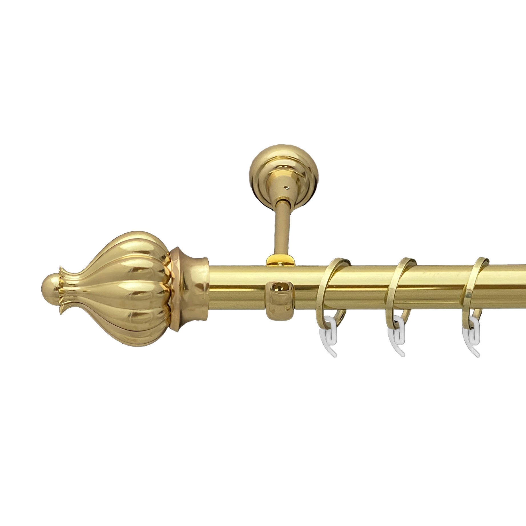 

Карниз Orvit Таджа металевий однорядний відкритий гладка труба кільце фасонне металеве Золото 25 мм 300 см