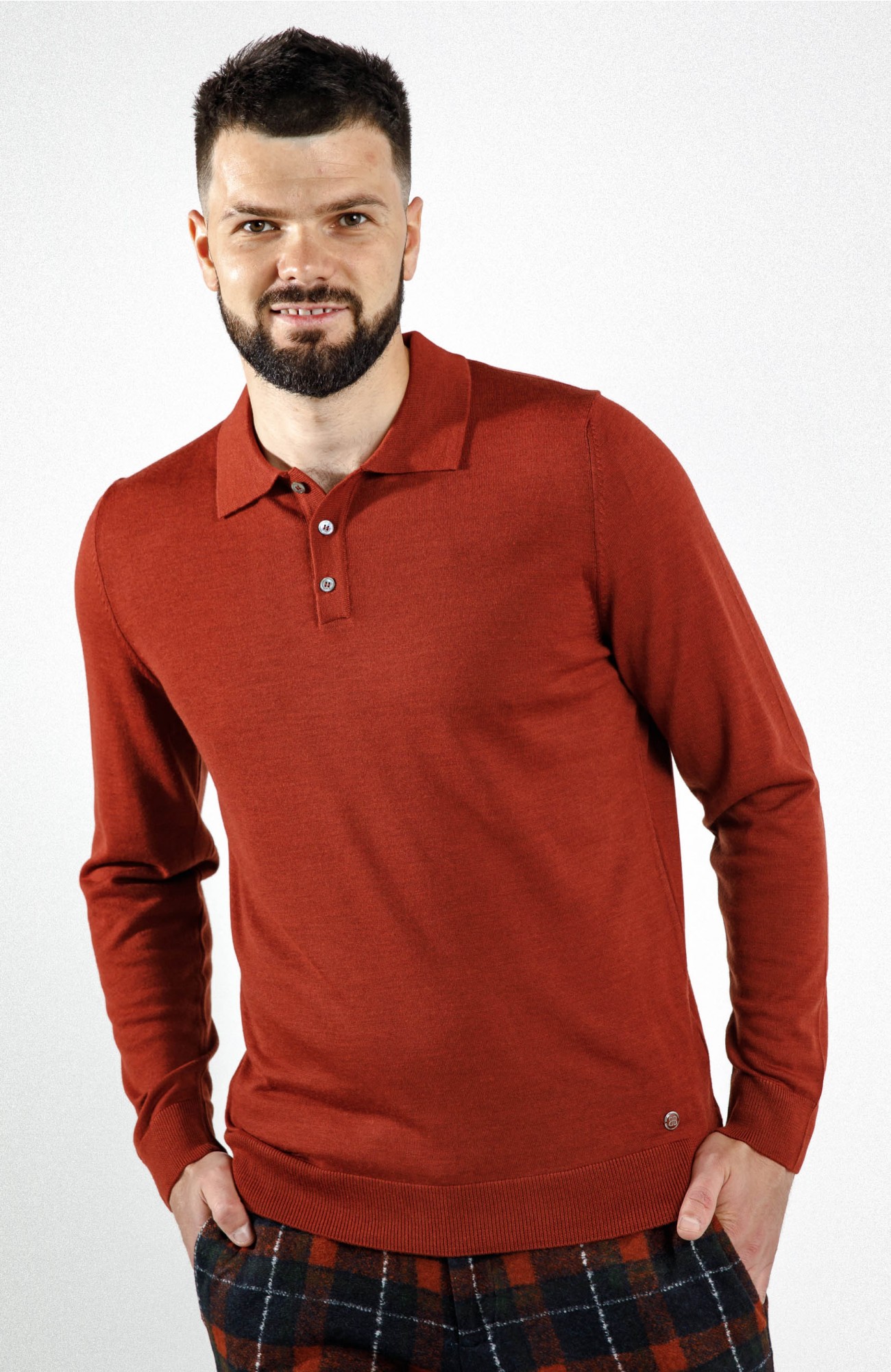 

Свитер поло Cortigiano in Bottega  Терракотовый, Свитер поло Cortigiano in Bottega 3XL Терракотовый