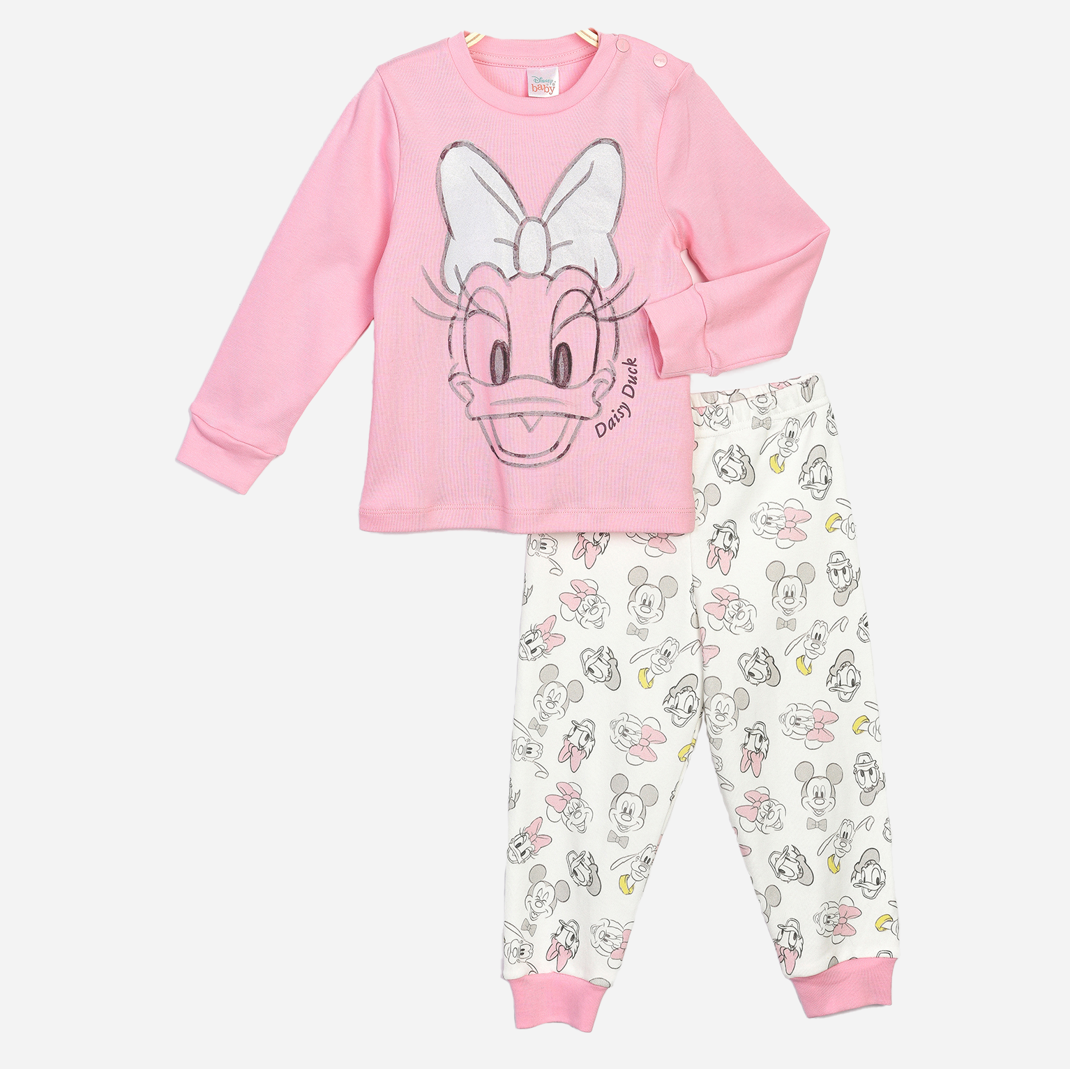 

Пижама (футболка с длинным рукавом + штаны) Disney Minnie Mouse MN16082 86 см Бело-розовая