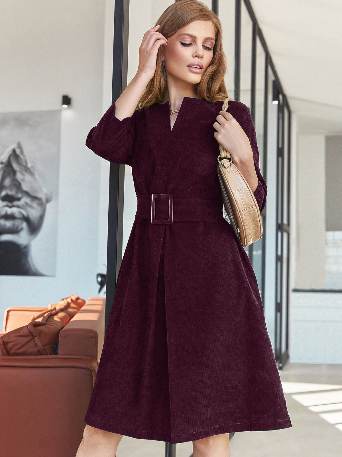 

Платье Dressa 56247  Бордовое, Платье Dressa 56247 46 Бордовое