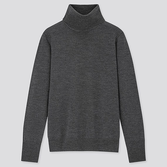 

Свитер Uniqlo с высоким воротом из шерсти мериноса S светло серый