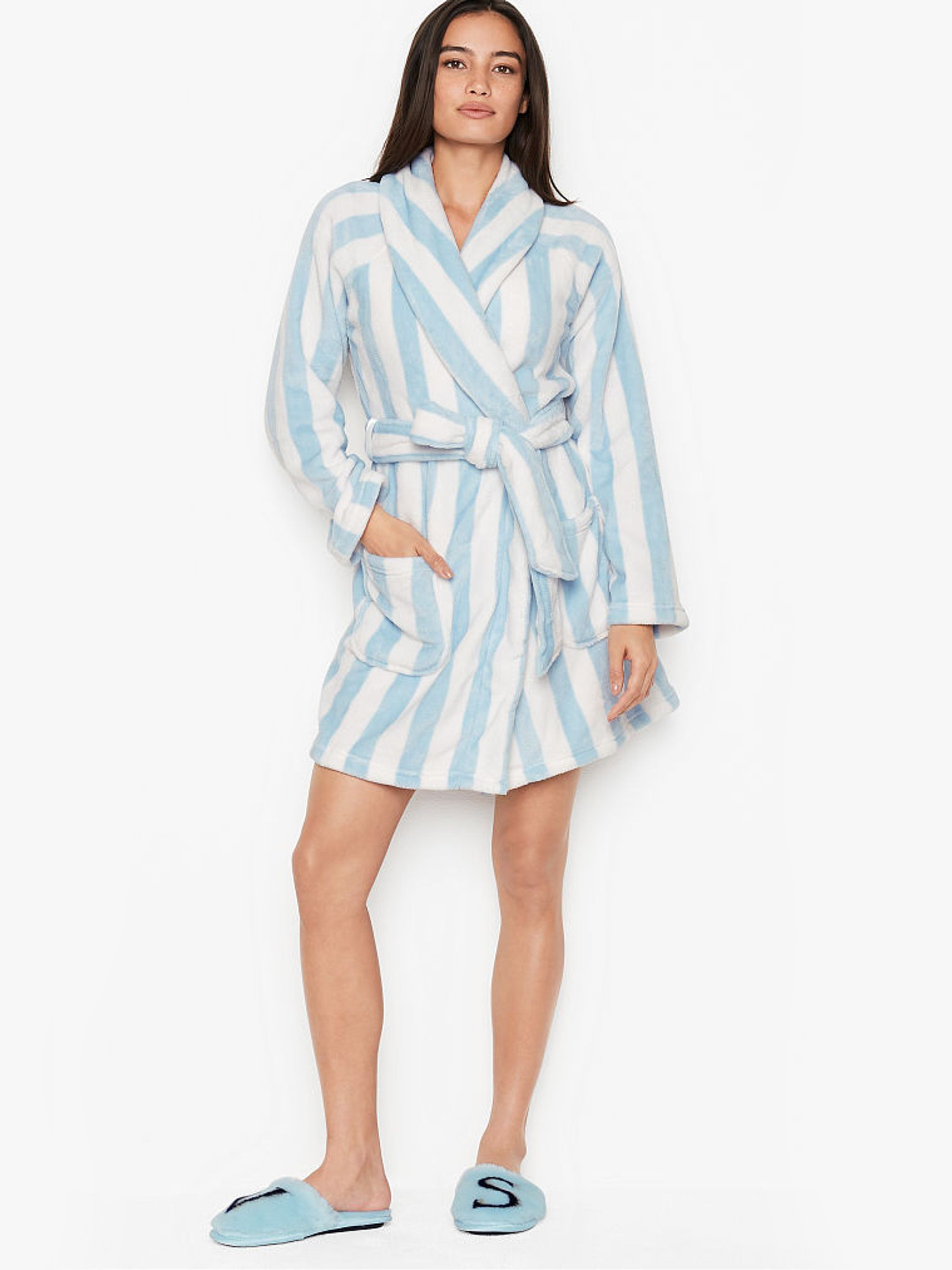 

Халат Victoria's Secret 411567796 /XXL Белый с голубым, Халат Victoria's Secret 411567796 XL/XXL Белый с голубым