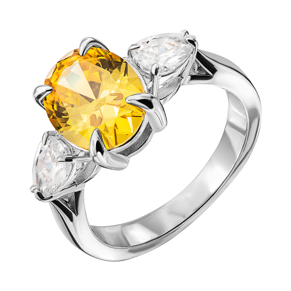 

Серебряное кольцо с желтым и белыми фианитами 000134011 18.5 размера