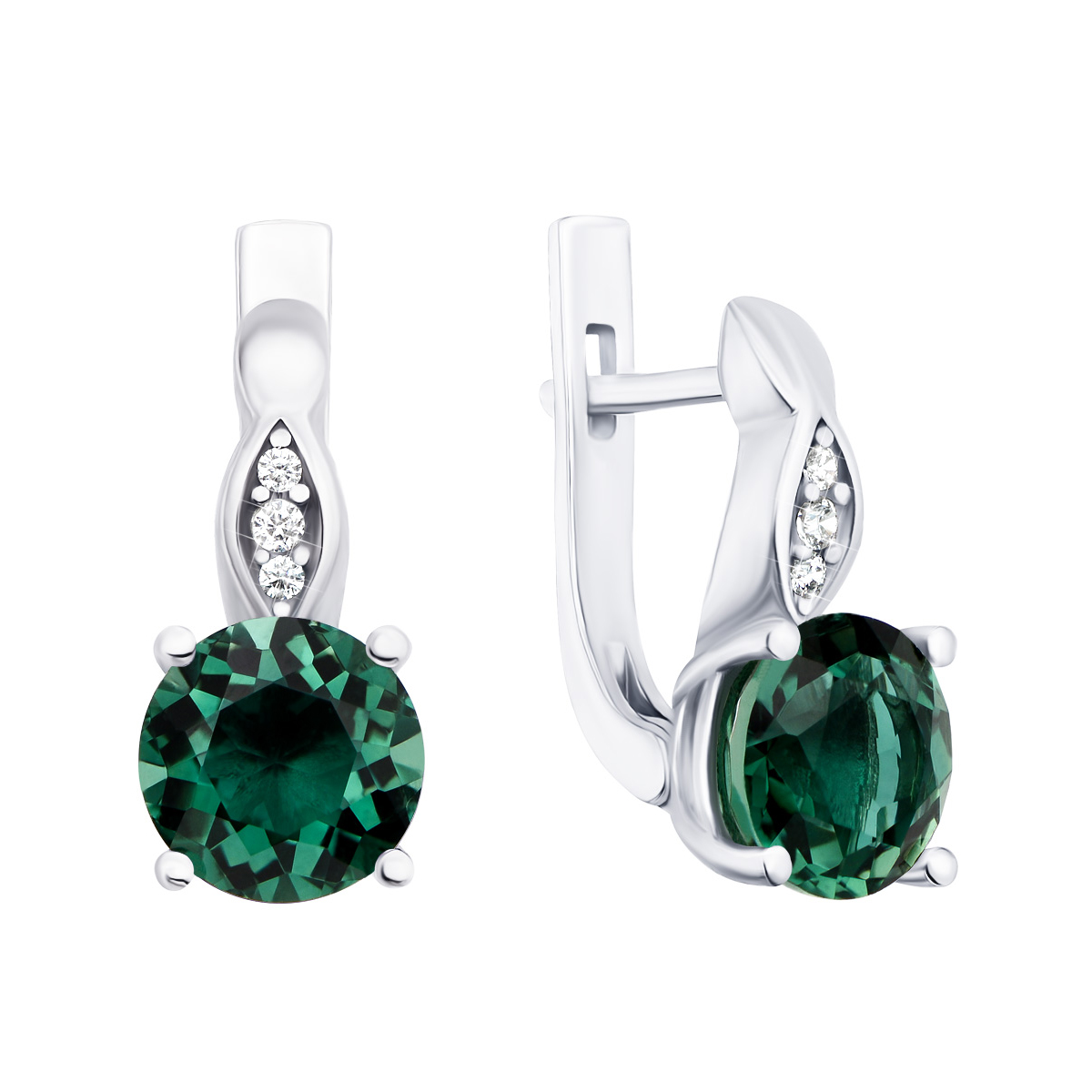 

Серебряные серьги с зеленым кварцем и фианитами 000136149