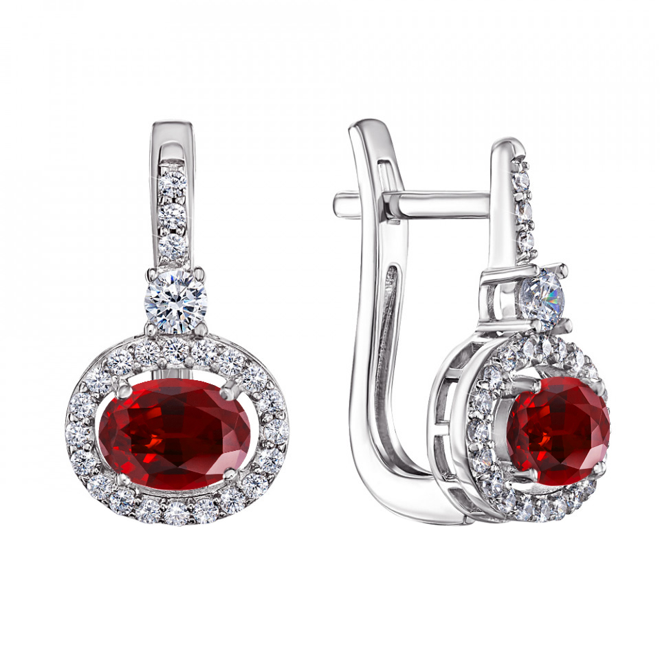 

Серебряные серьги с рубинами и фианитами 000132696