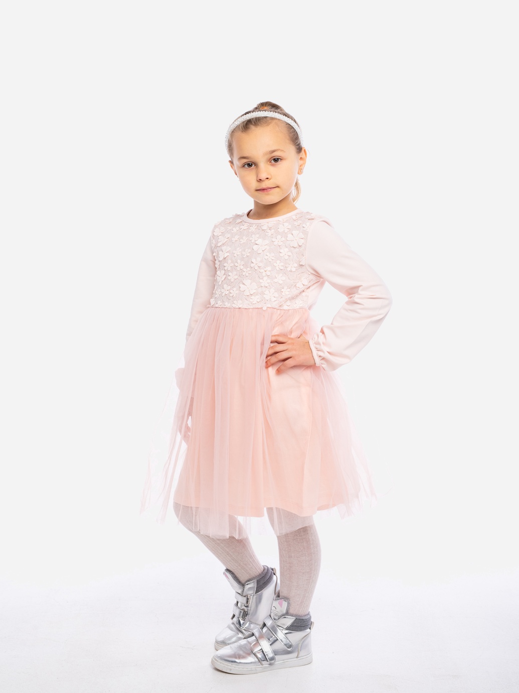 Акція на Дитяче плаття для дівчинки Vidoli G-21879W 122 см Пудрове від Rozetka