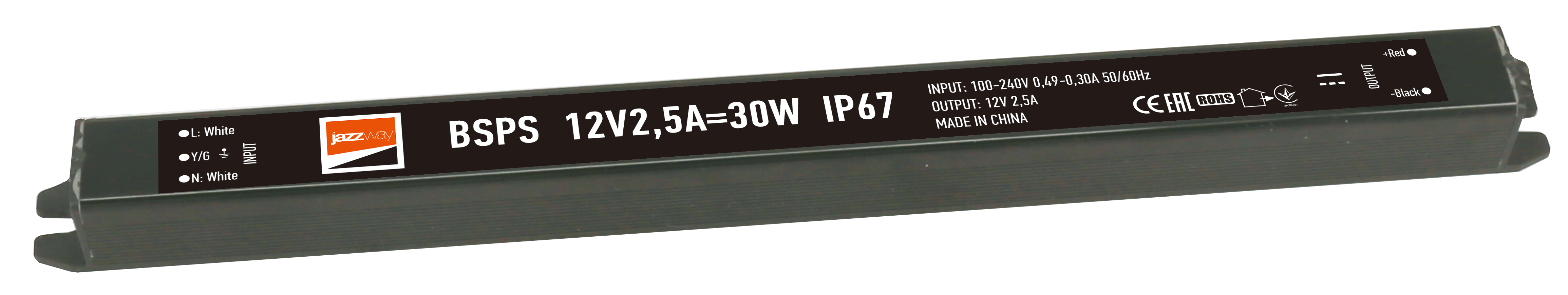 

Блок питаниядля светодиодной ленты 12V JAZZWAY BSPS 12V2,5A=30w IP67