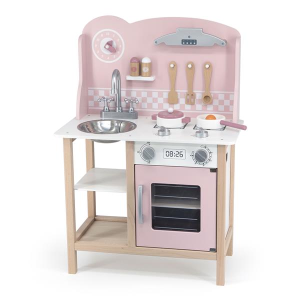 

Детская кухня из дерева с посудой Viga Toys PolarB розовый (44046)