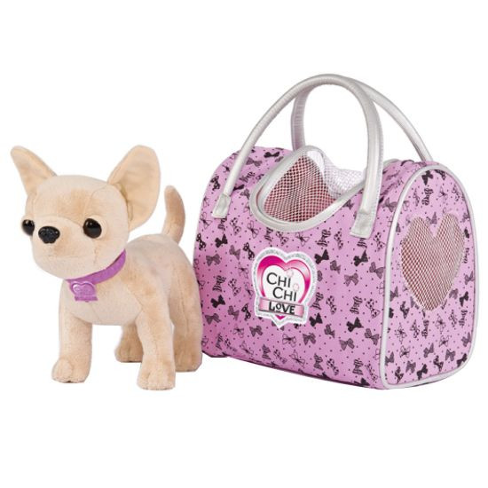 

Детская Плюшевая Игрушка для Девочек Cобачка Чи Чи Лав Вояж с фиолетовым ошейником и сумкой Chi Chi Love Simbo