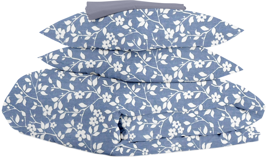 

Комплект семейного постельного белья Cosas Flowers White Blue Steel 2 х 160 х 220 см