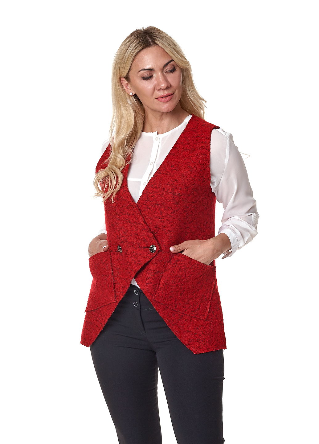 

Жилетка UT KR360 2075  красный букле, Жилетка UT KR360 2075 44 красный букле
