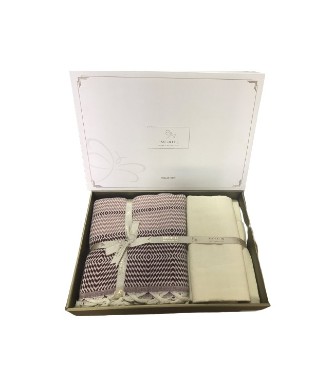 

Комплект постельного белья Favorite Hohgkong bordo с пике Евро лен бордо арт.ts-02680