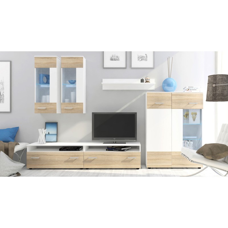 

Гостиная LUXE STUDIO Лори 3000х2000х450мм белая аляска+дуб сонома светлый