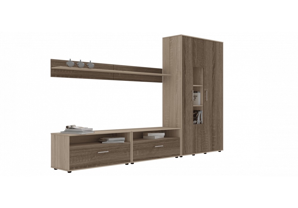 

Гостиная LUXE STUDIO Франко 3400х446х2100мм дуб сонома светлый + дуб сонома трюфель