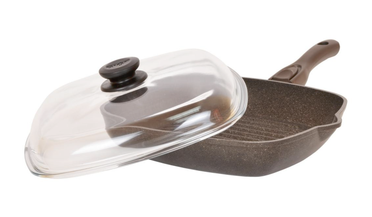 

Сковорода гриль с антипригарным покрытием 28 см со стеклянной крышкой Гранит Браун 28142ПС