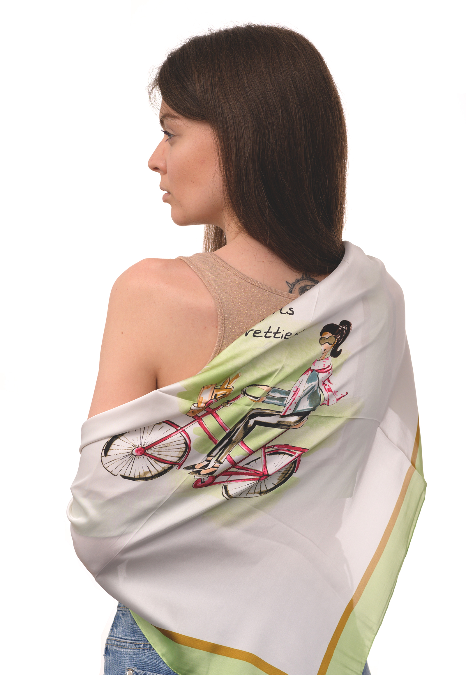 

Хустка 70 * 70 см Біло-салатовий (GL2307 white-green)