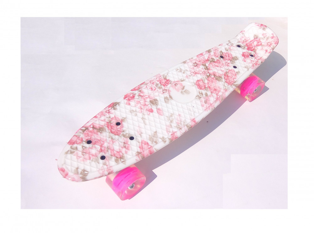 

Скейт Penny board "Flowers". Светящиеся колеса