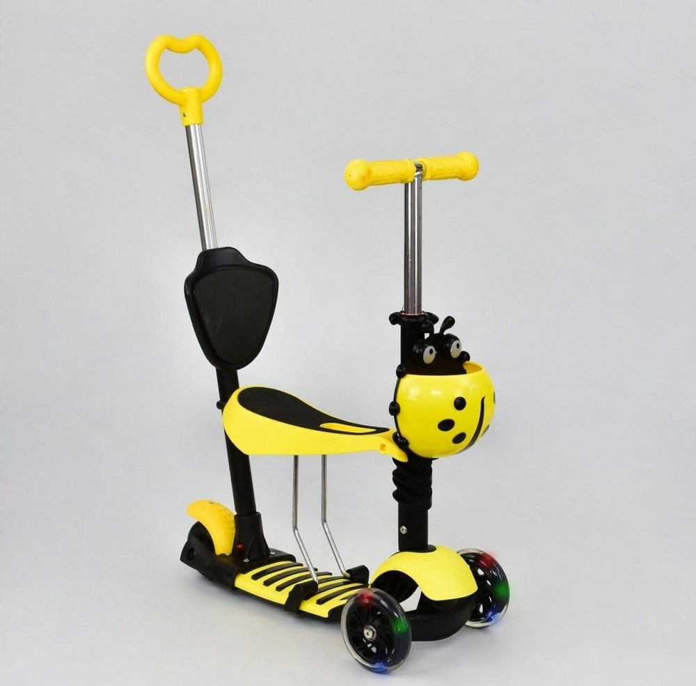 

Самокат деткаий Scooter Божья коровка 5 in 1 родительская ручка Желтый (2T1075)