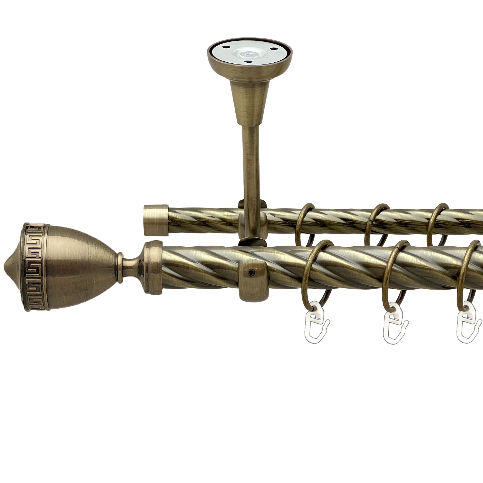 

Карниз Orvit Афіна металевий дворядний відкритий до стелі скручена труба кільце металеве Антик 25\16 мм 160 см (00-00018942)